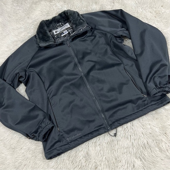 Columbia interchange Fleece gray Jacket w/ Faux Fur Lined Collar Woman’s 1X - Picture 1 of 11